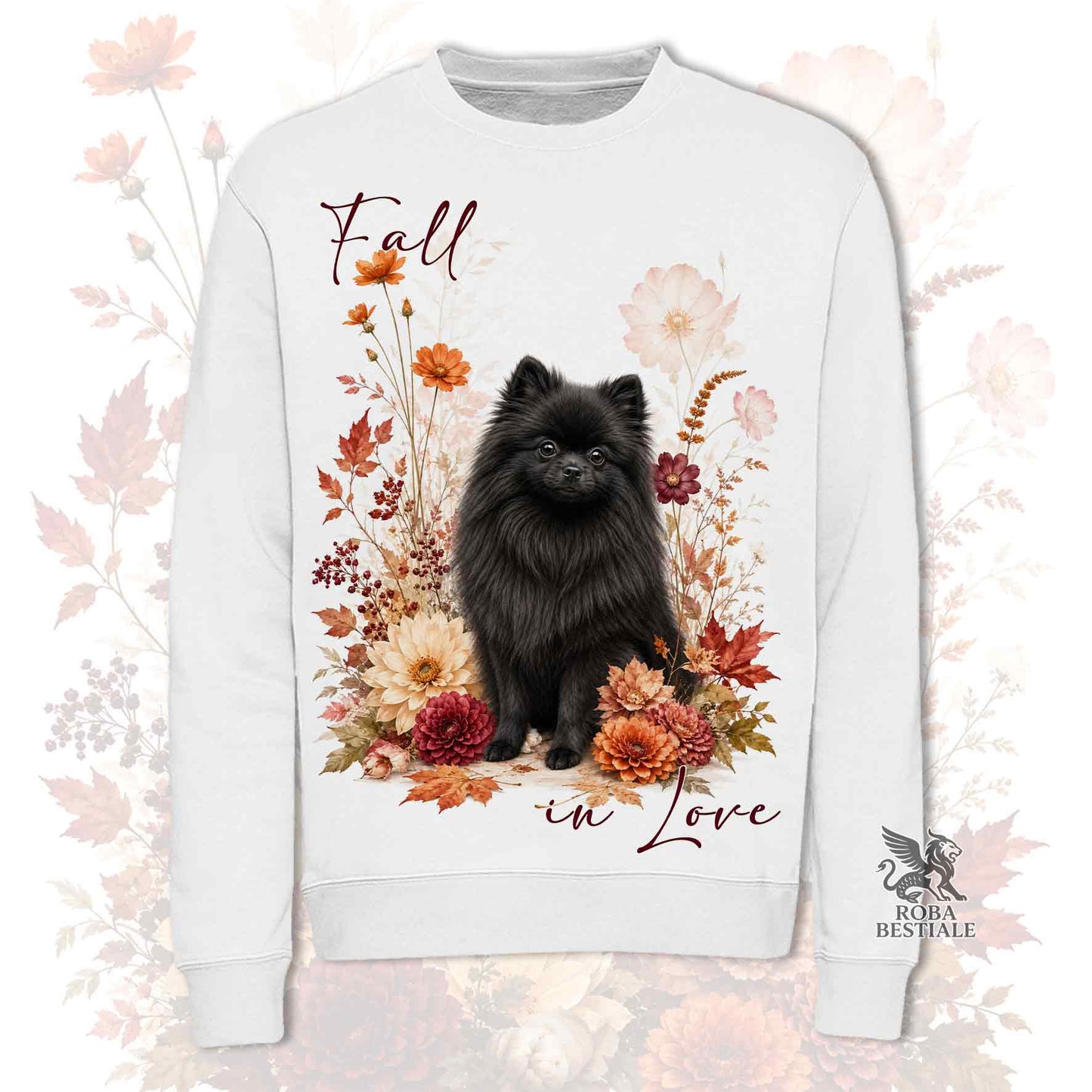 Felpa POMERANIA Nero - Spitz Tedesco nano - Girocollo - Collezione Fall...in Love