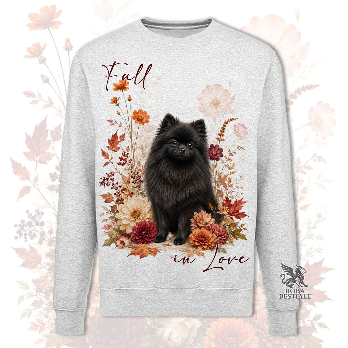 Felpa POMERANIA Nero - Spitz Tedesco nano - Girocollo - Collezione Fall...in Love