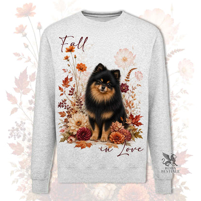 Felpa POMERANIA Nero Focato - Spitz Tedesco nano - Girocollo - Collezione Fall...in Love