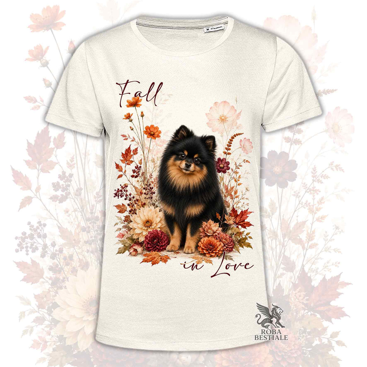 T-Shirt POMERANIA Nero Focato - Spitz Tedesco nano - Collezione Fall...in Love