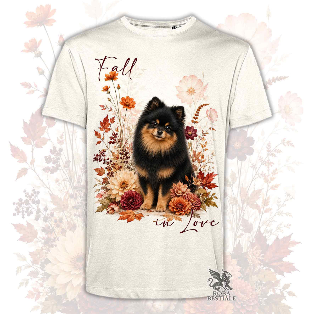 T-Shirt POMERANIA Nero Focato - Spitz Tedesco nano - Collezione Fall...in Love