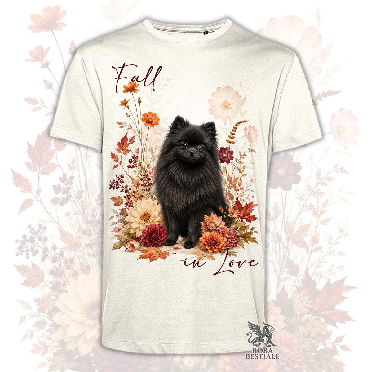 T-Shirt POMERANIA Nero - Spitz Tedesco nano - Collezione Fall...in Love