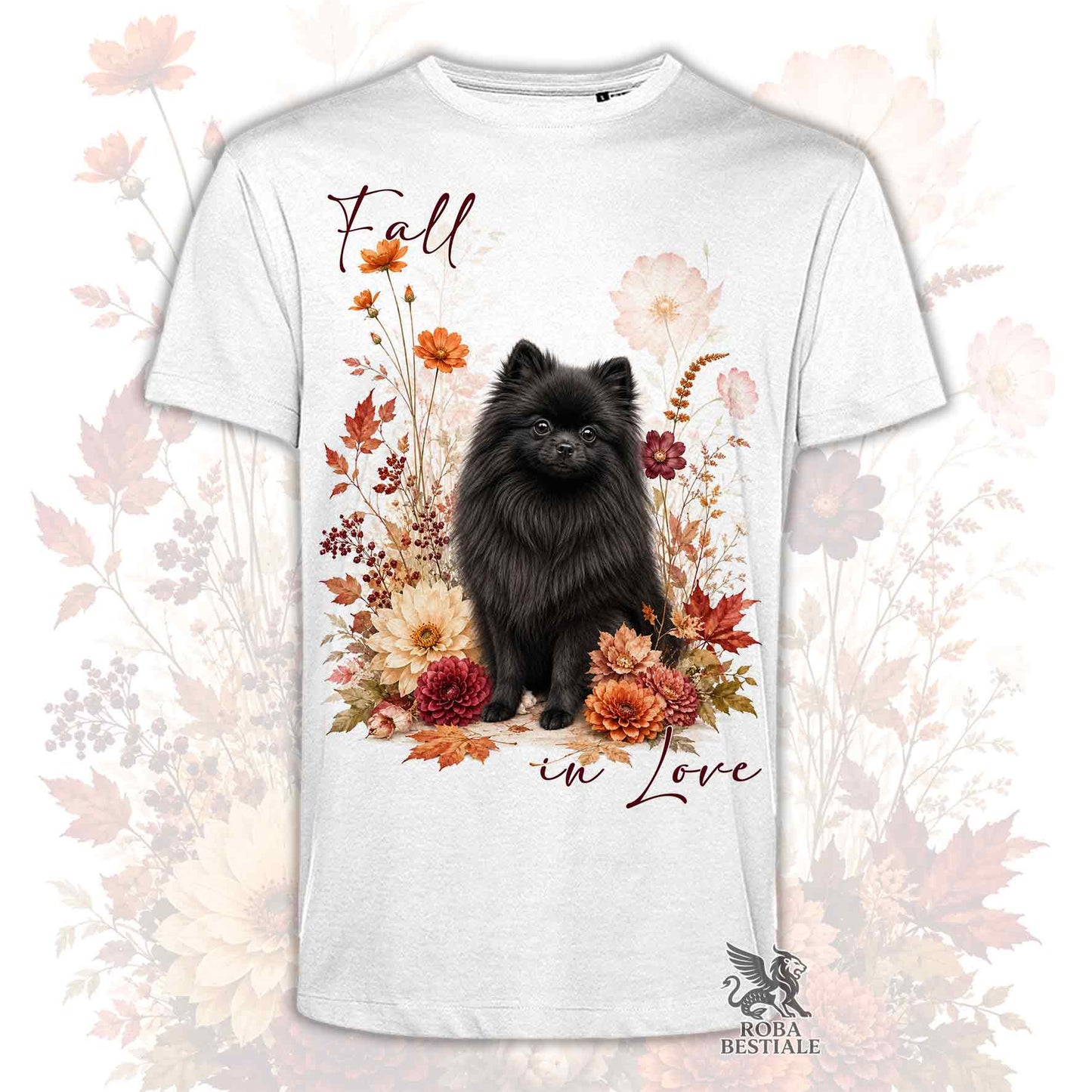 T-Shirt POMERANIA Nero - Spitz Tedesco nano - Collezione Fall...in Love
