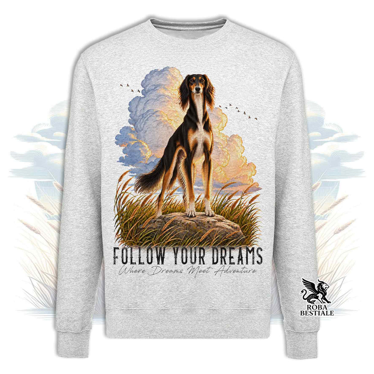Felpa SALUKI Tricolore - Girocollo - Collezione Dream