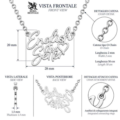 Collier KIRA PET JEWELRY - ENGLISH SETTER - En acier inoxydable avec chaînette à mailles fines