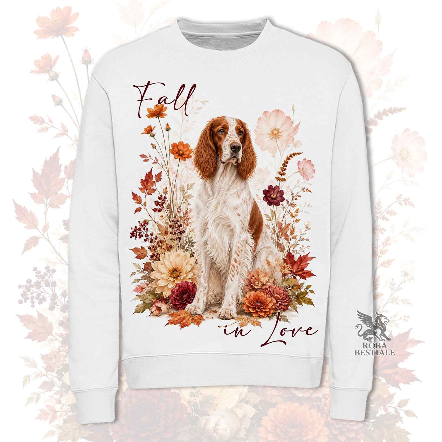 Felpa SETTER IRLANDESE Rosso e Bianco - Girocollo - Collezione Fall...in Love