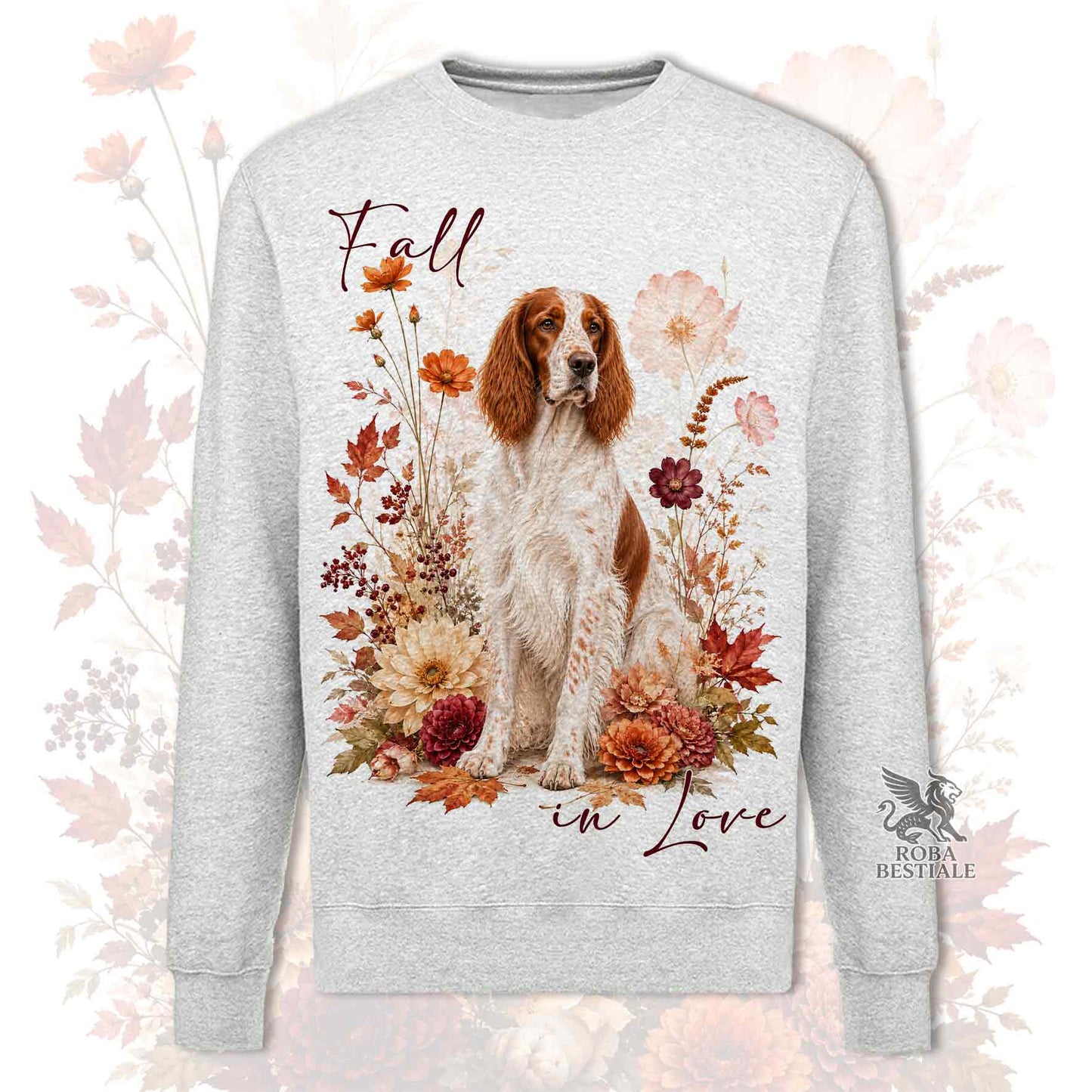 Felpa SETTER IRLANDESE Rosso e Bianco - Girocollo - Collezione Fall...in Love