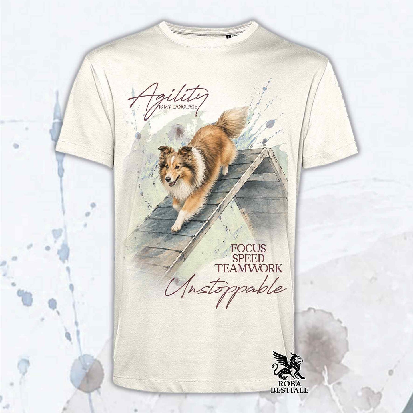 T-Shirt SHETLAND SHEEPDOG Fulvo Zibellino - Collezione A-Frame Agility