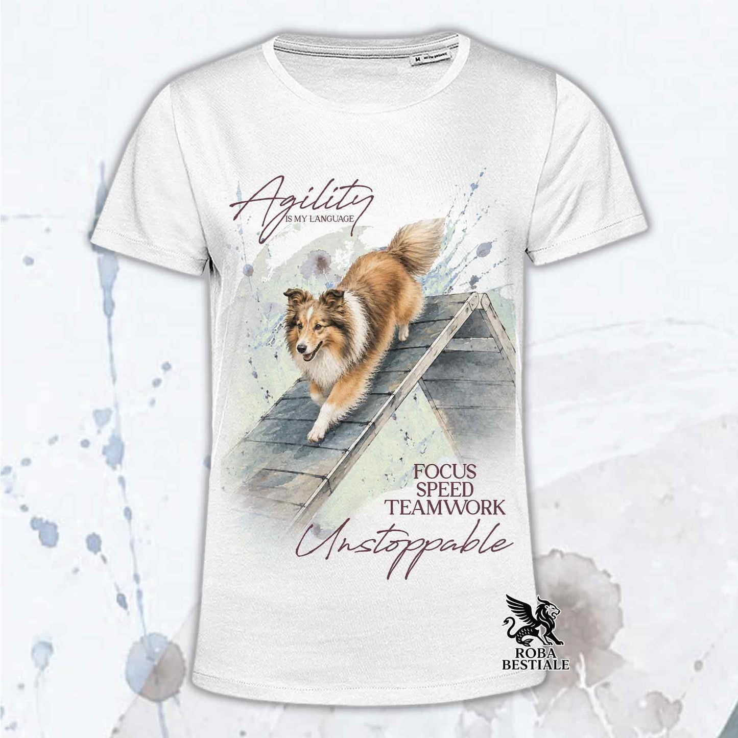 T-Shirt SHETLAND SHEEPDOG Fulvo Zibellino - Collezione A-Frame Agility