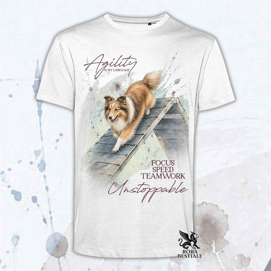 T-Shirt SHETLAND SHEEPDOG Fulvo Zibellino - Collezione A-Frame Agility