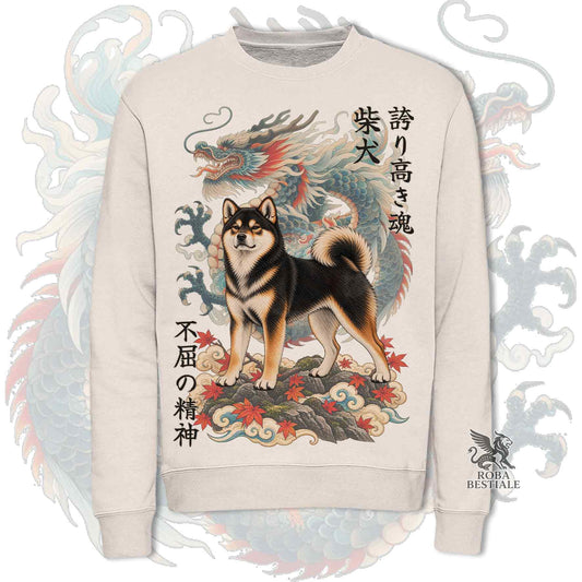 Felpa SHIBA INU Nero Focato - Girocollo - Collezione Dragon