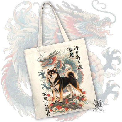 Tote Bag SHIBA INU Nero Focato - Collezione Dragon
