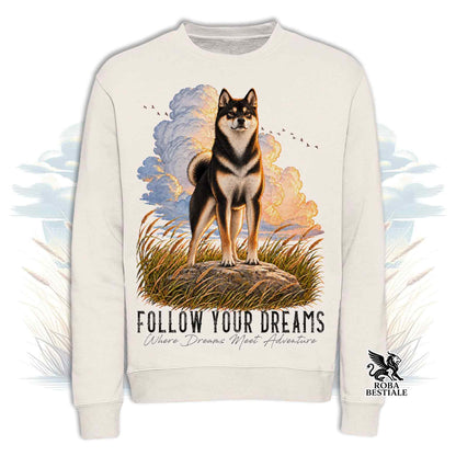 Felpa SHIBA INU Nero Focato - Girocollo - Collezione Dream