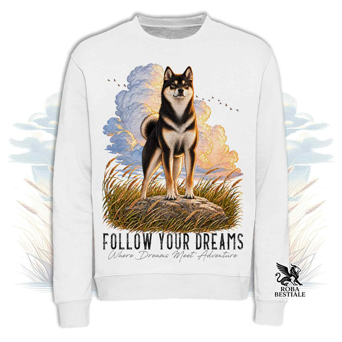 Felpa SHIBA INU Nero Focato - Girocollo - Collezione Dream