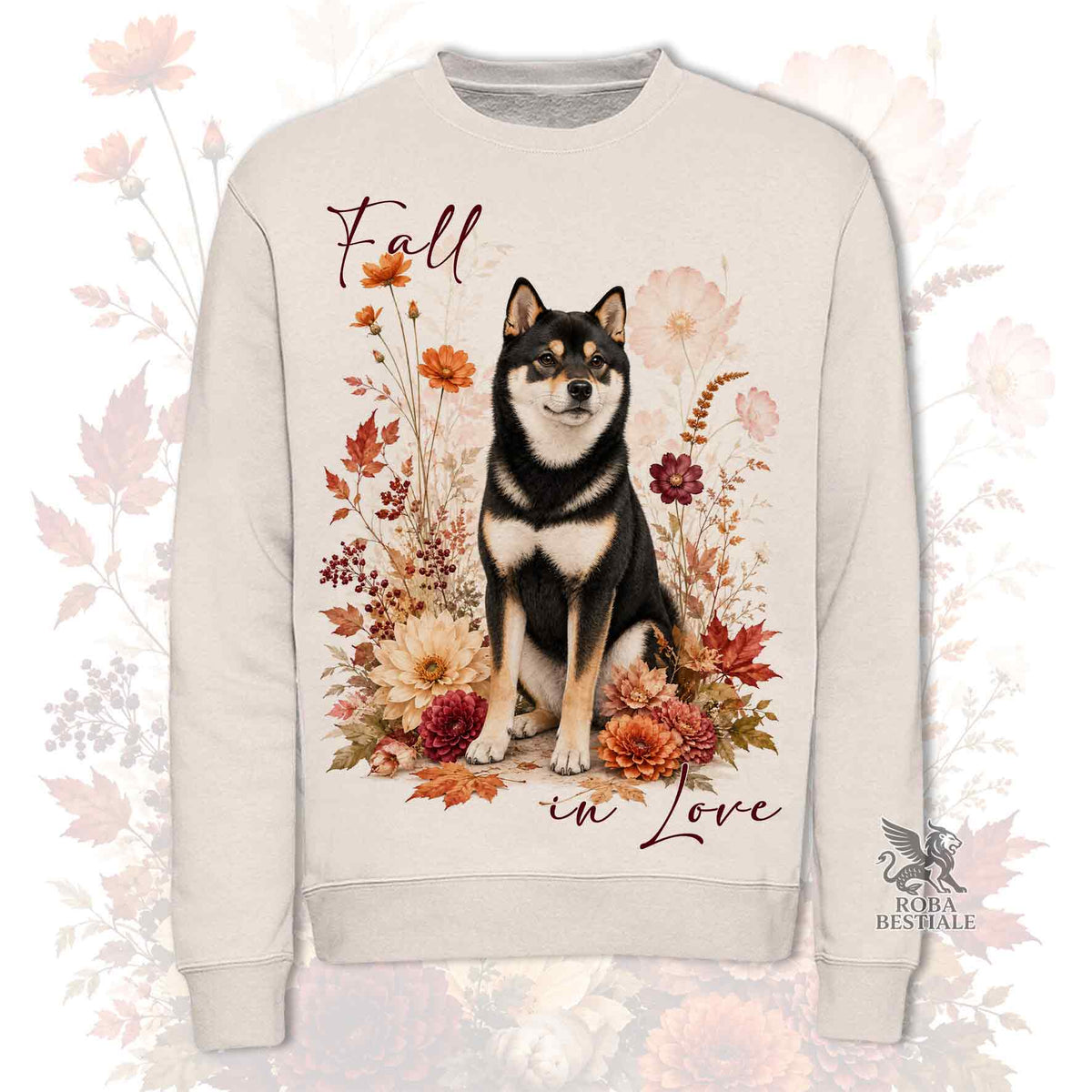 Felpa SHIBA INU Nero Focato - Girocollo - Collezione Fall...in Love
