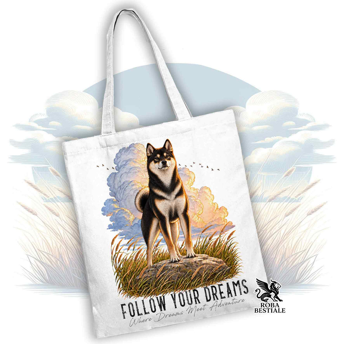 Tote Bag SHIBA INU Nero Focato - Collezione Dream