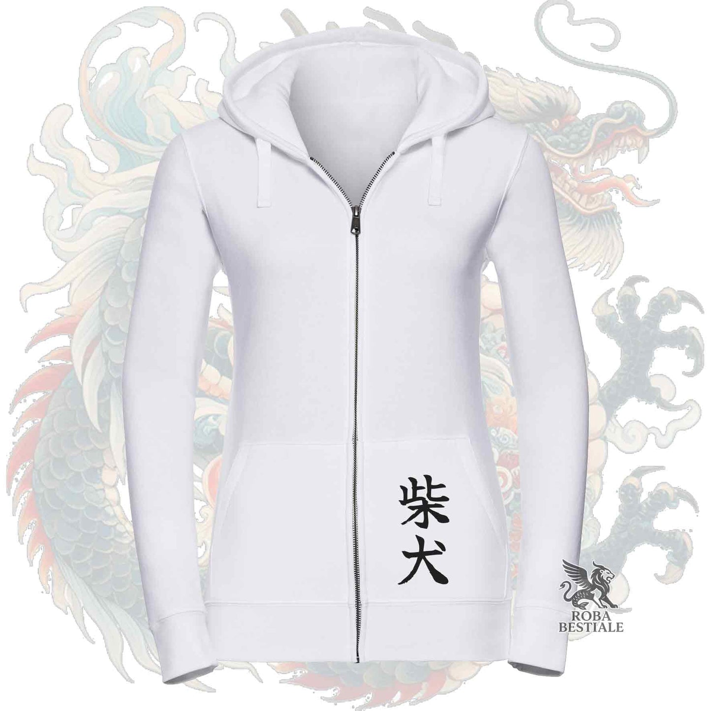 Felpa SHIBA INU Rosso - Cappuccio e Cerniera - Collezione Dragon