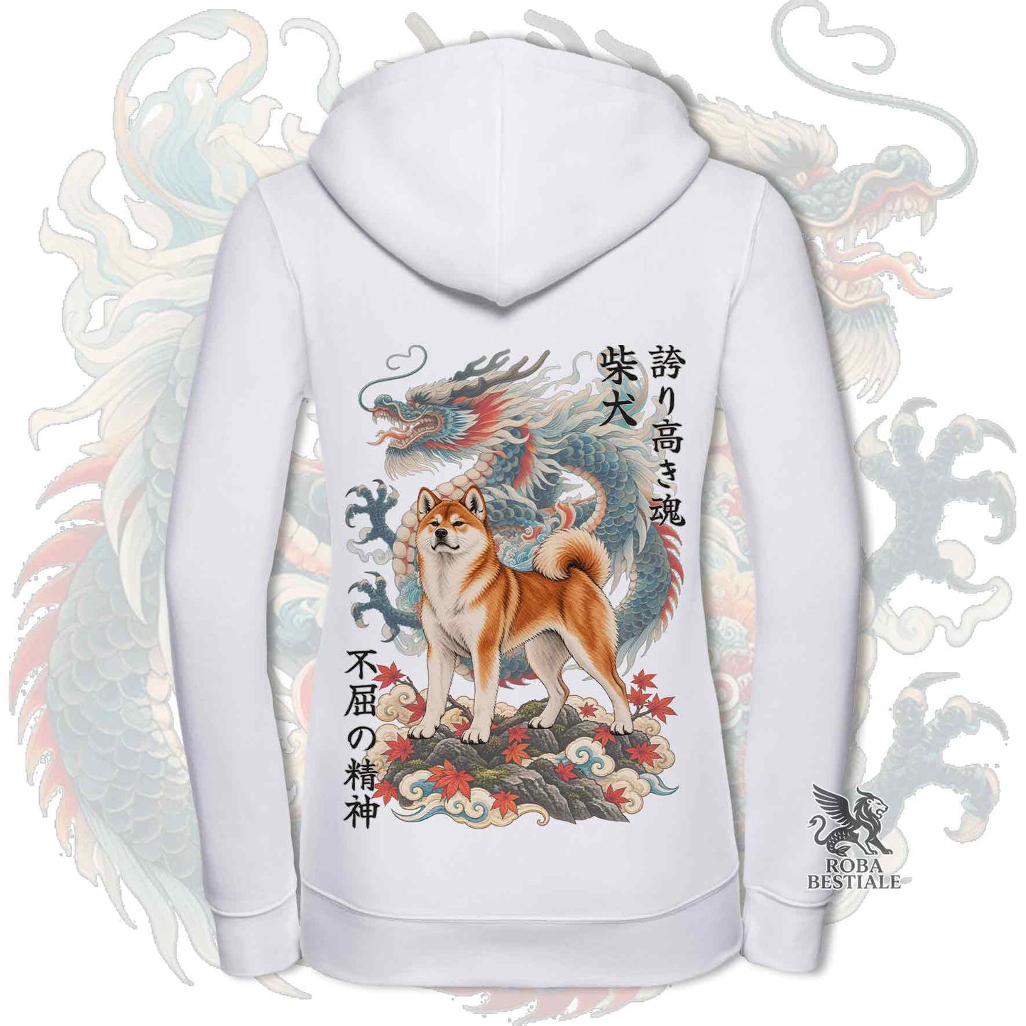 Felpa SHIBA INU Rosso - Cappuccio e Cerniera - Collezione Dragon