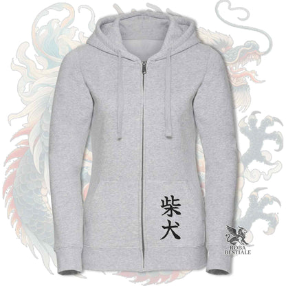 Felpa SHIBA INU Rosso - Cappuccio e Cerniera - Collezione Dragon