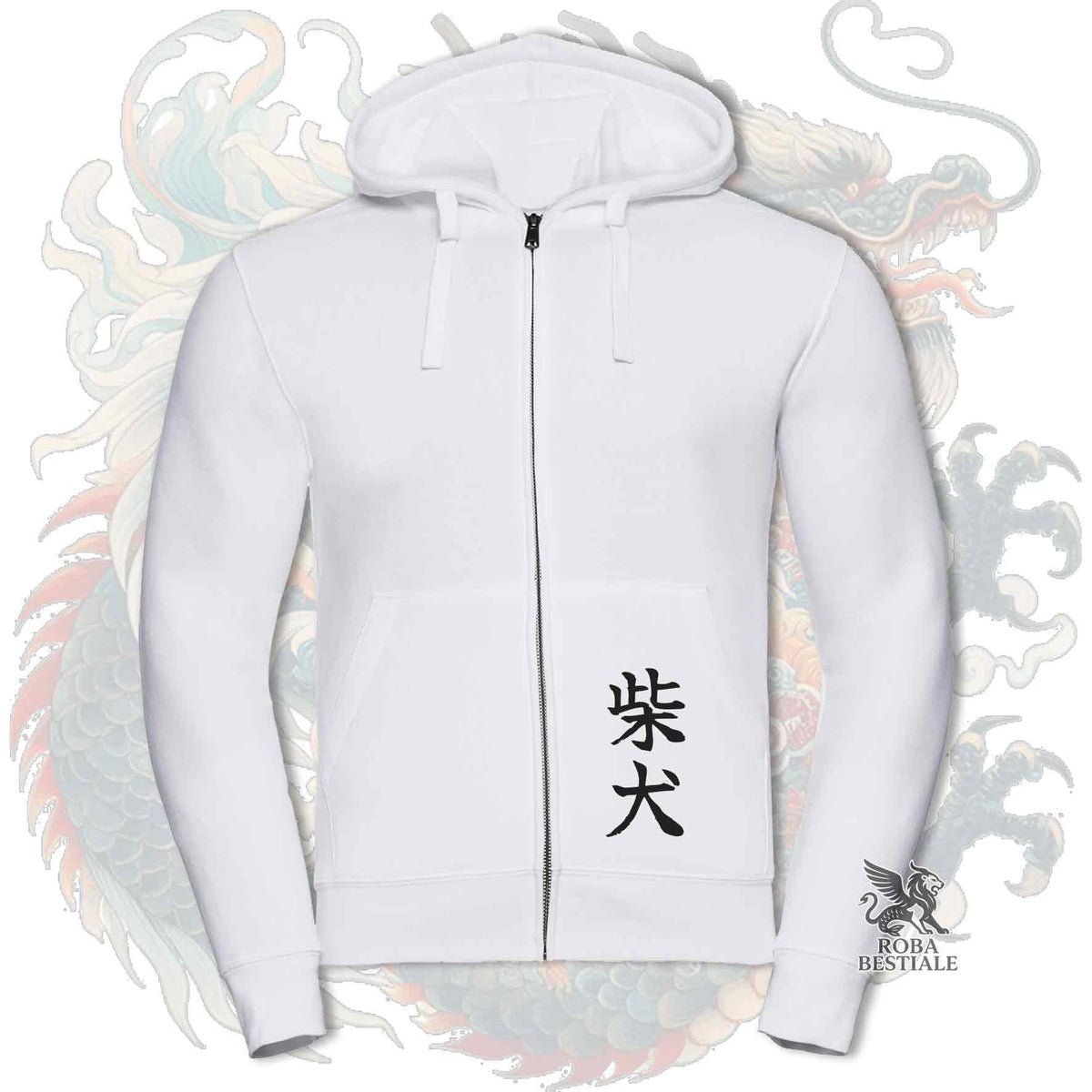 Felpa SHIBA INU Rosso - Cappuccio e Cerniera - Collezione Dragon
