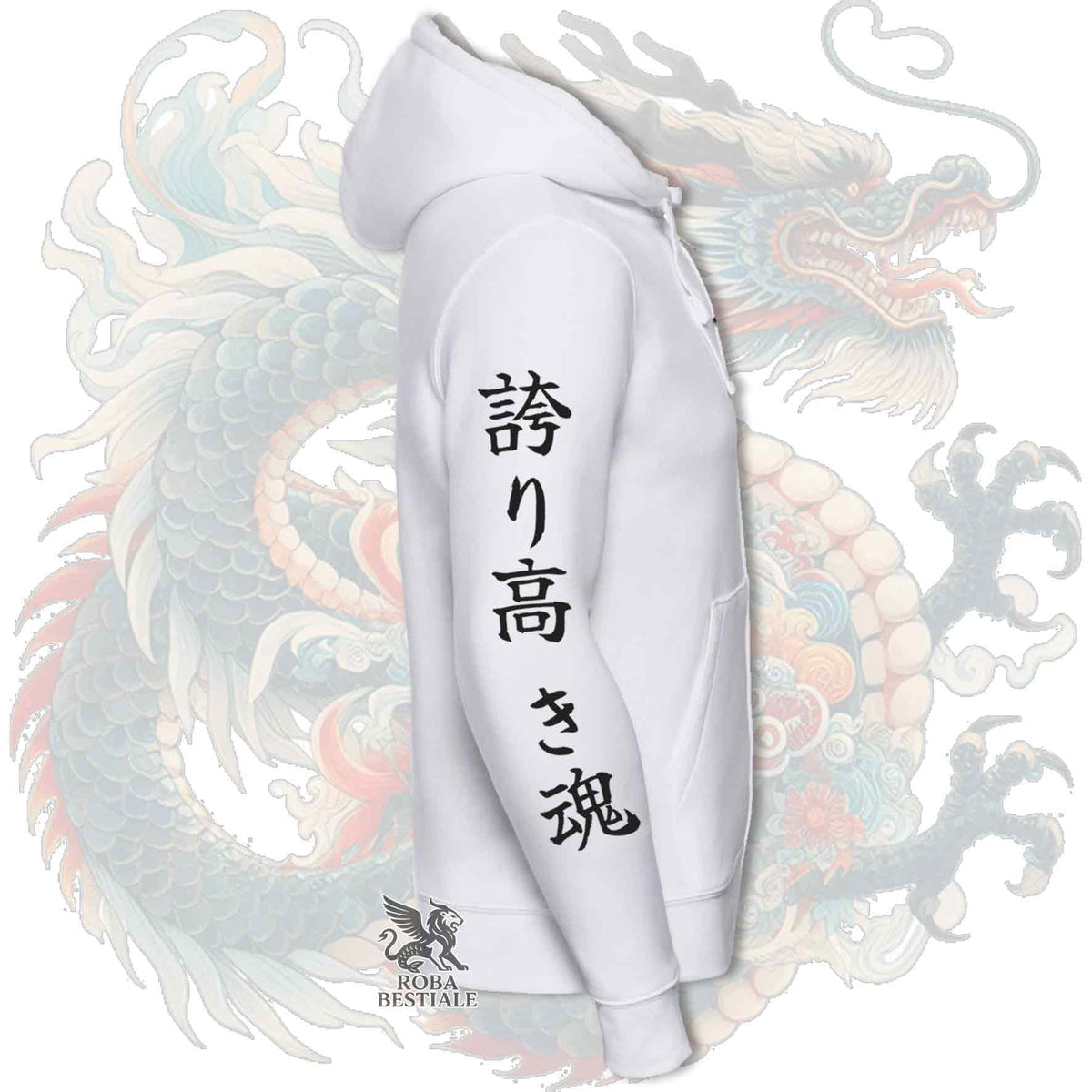 Felpa SHIBA INU Rosso - Cappuccio e Cerniera - Collezione Dragon