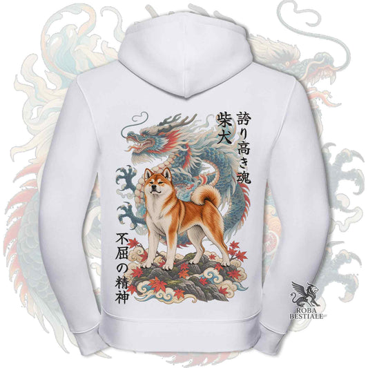 Felpa SHIBA INU Rosso - Cappuccio e Cerniera - Collezione Dragon