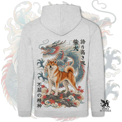 Felpa SHIBA INU Rosso - Cappuccio e Tasconi - Collezione Dragon