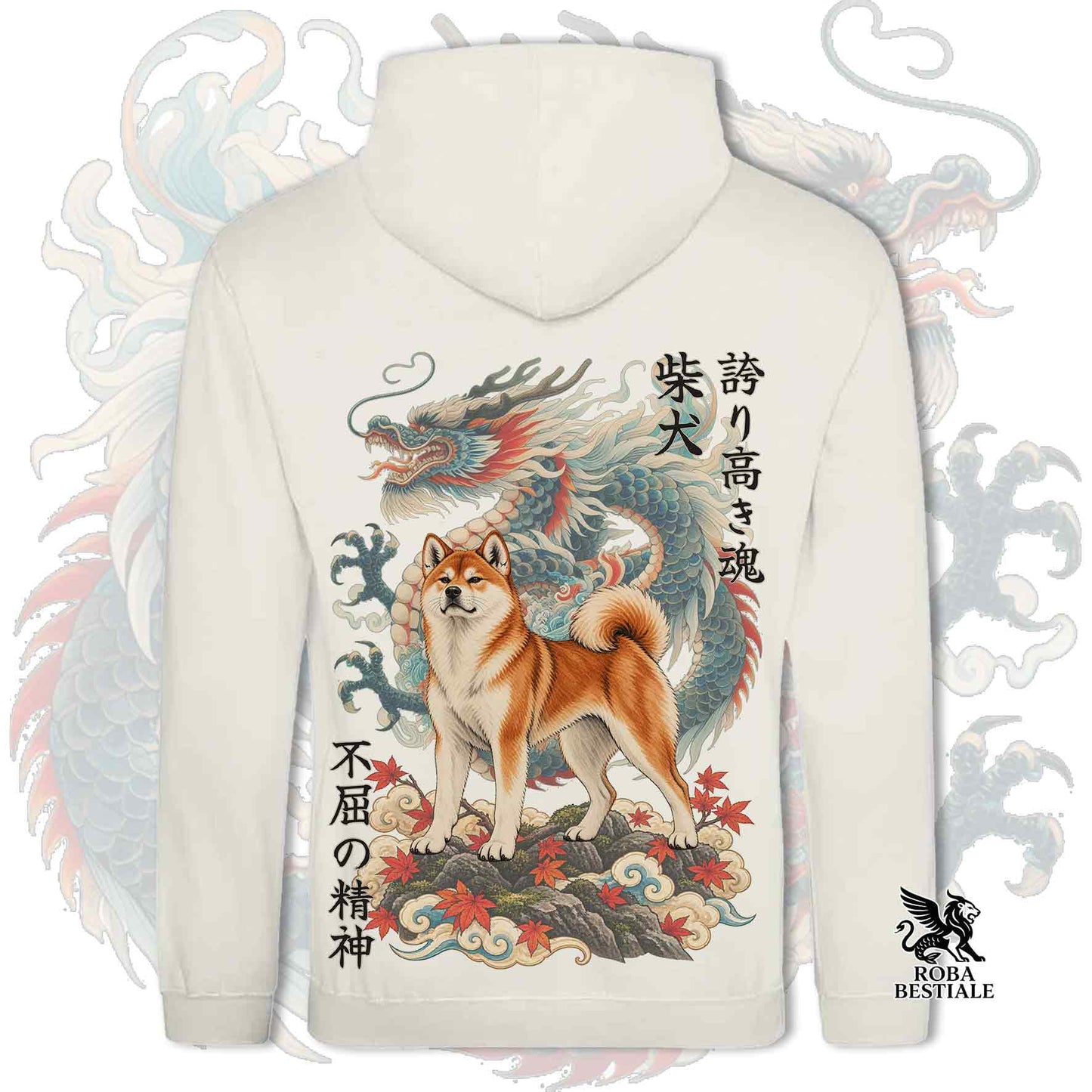 Felpa SHIBA INU Rosso - Cappuccio e Tasconi - Collezione Dragon