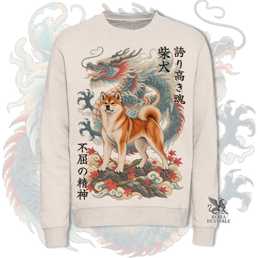Sweat d'hiver JAPAN STYLE "DRAGON" - SHIBA INU Rouge - Col rond, Unisexe, disponible dans de nombreux coloris ! - du XS au 3XL