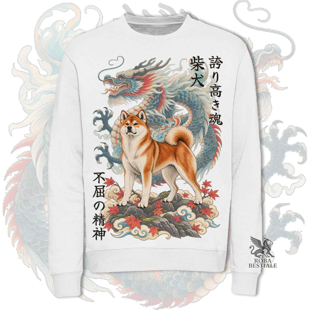 Felpa SHIBA INU Rosso - Girocollo - Collezione Dragon