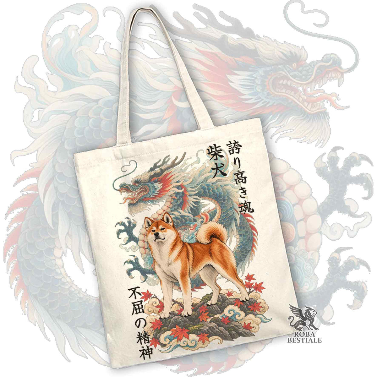 Tote Bag SHIBA INU Rosso - Collezione Dragon