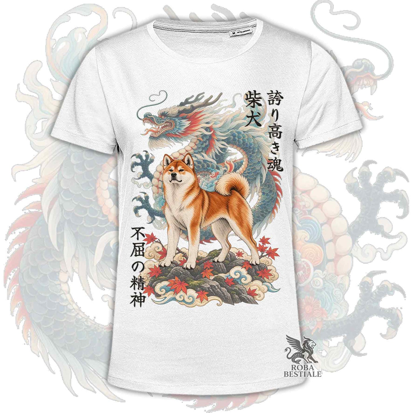 JAPAN STYLE "DRAGON" T-Shirt - Red SHIBA INU - for MEN, in many colors! From XS to 5XL