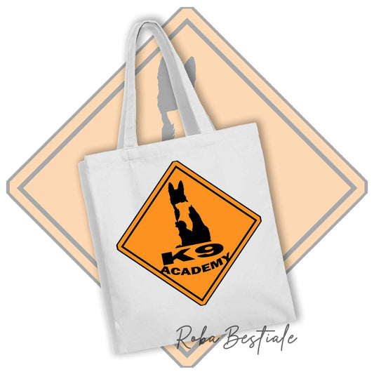 Shopper K9 ACADEMY - In tela di 100% Cotone - In colore ARANCIONE o BIANCO