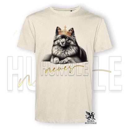 T-shirt beige stampata con uno Spitz Tedesco, grafica Never Humble