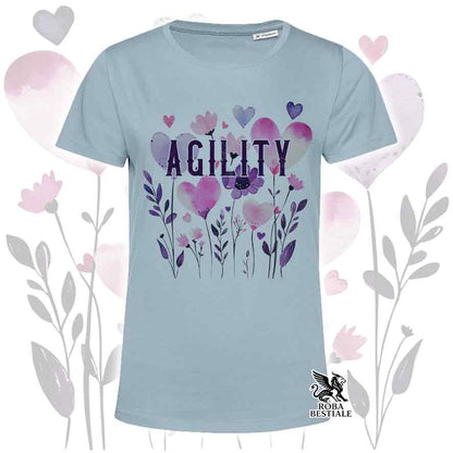 T-shirt azzurra stampata con una grafica dedicata all'Agility, collezione Candy