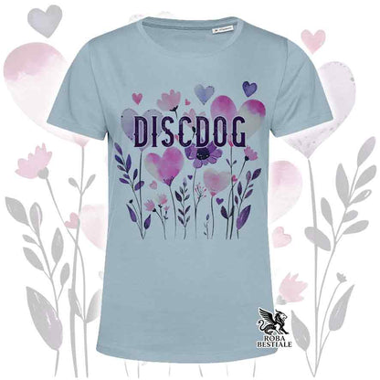 T-shirt azzurra stampata con una grafica dedicata al Disc Dog, collezione Candy