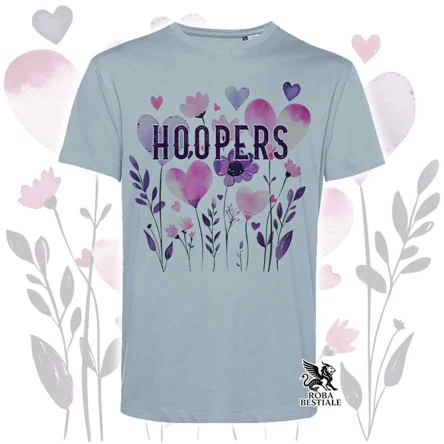 T-shirt azzurra stampata con una grafica dedicata all'Hoopers, collezione Candy