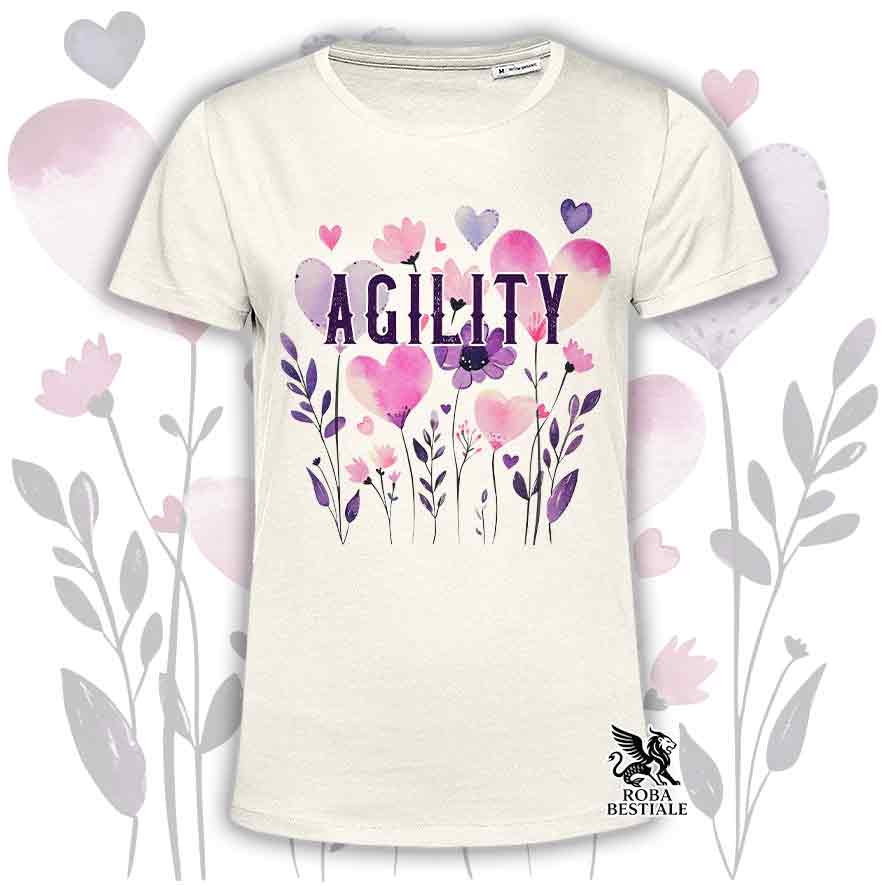 T-shirt beige stampata con una grafica dedicata all'Agility, collezione Candy