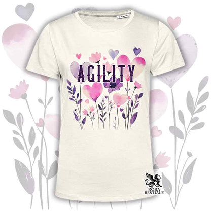 T-shirt beige stampata con una grafica dedicata all'Agility, collezione Candy