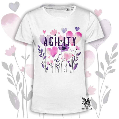 T-shirt bianca stampata con una grafica dedicata all'Agility, collezione Candy