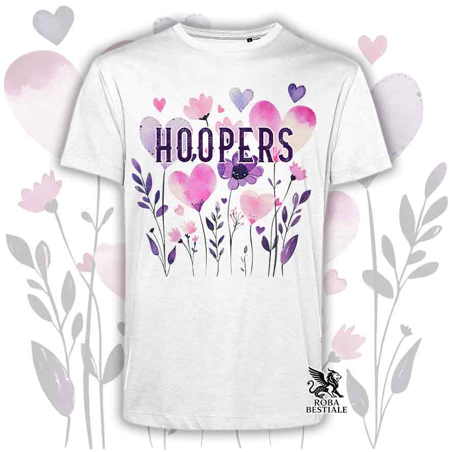 T-shirt bianca stampata con una grafica dedicata all'Hoopers, collezione Candy