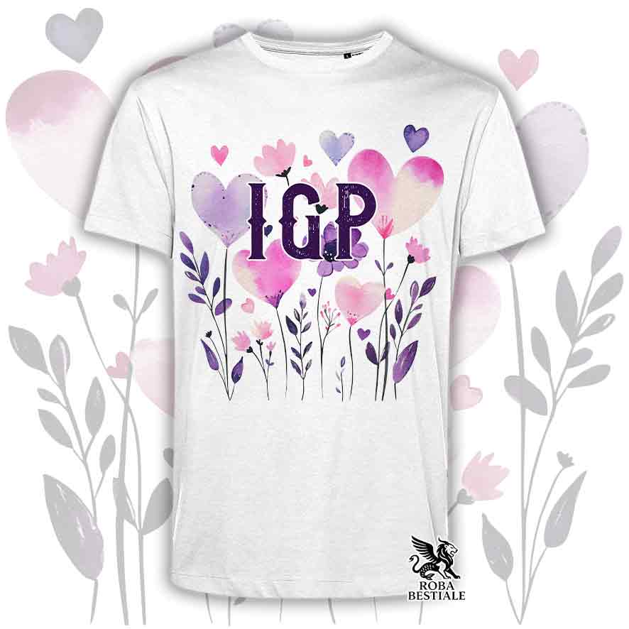 T-shirt bianca stampata con una grafica dedicata all'IGP, collezione Candy