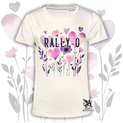 T-shirt beige stampata con una grafica dedicata alla Rally-O, collezione Candy