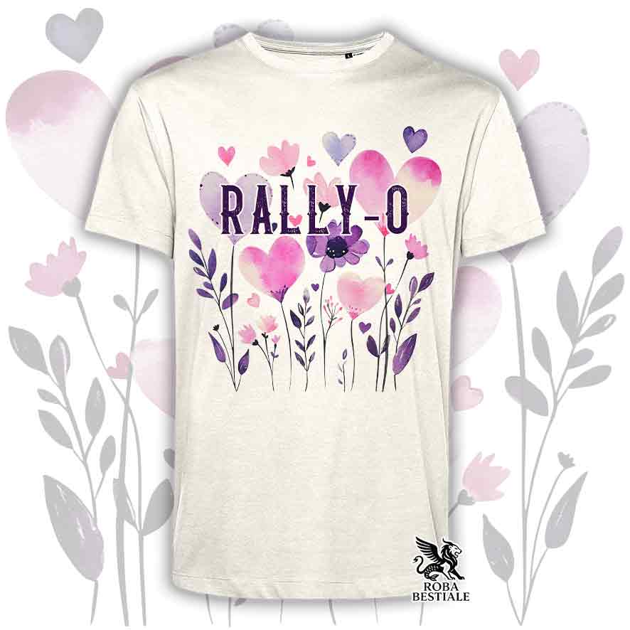 T-shirt beige stampata con una grafica dedicata alla Rally-O, collezione Candy