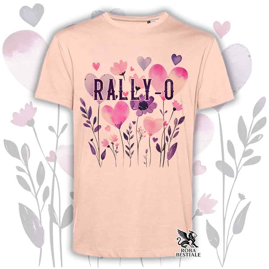 T-shirt rosa stampata con una grafica dedicata alla Rally-O, collezione Candy