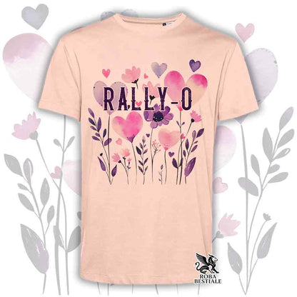 T-shirt rosa stampata con una grafica dedicata alla Rally-O, collezione Candy