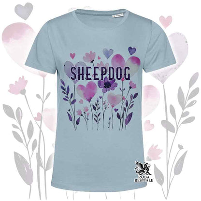 T-shirt azzurra stampata con una grafica dedicata allo Sheepdog, collezione Candy