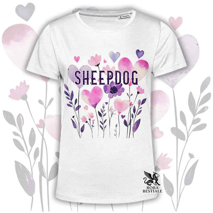 T-shirt bianca stampata con una grafica dedicata allo Sheepdog, collezione Candy