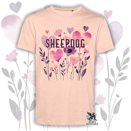 T-shirt rosa stampata con una grafica dedicata allo Sheepdog, collezione Candy