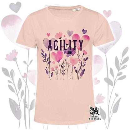 T-shirt rosa stampata con una grafica dedicata all'Agility, collezione Candy